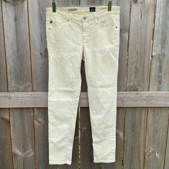 Adriano Goldschmied The Legging Super Skinny Ankle Jean Snake Print Yellow Sz 29 - Picture 1 of 10